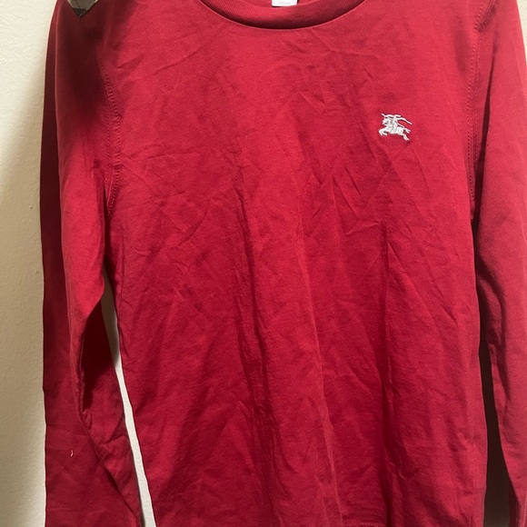 Burberry Red Long Sleeve Tee with Classic Design - Picture 3 of 10